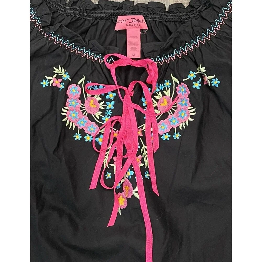 Betsey Johnson Intimates Tunic Dress Lounge Medium Size Cover Up Embroidered - Picture 7 of 9